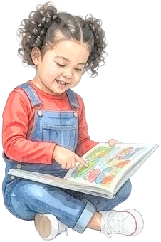 Das Kidz.me-Mädchen liest in einem Bilderbuch